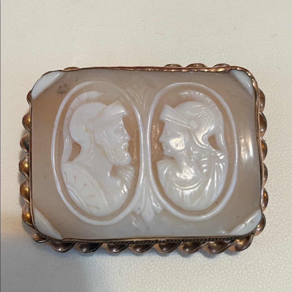 Vintage Cameo Brooch With Gold Trim